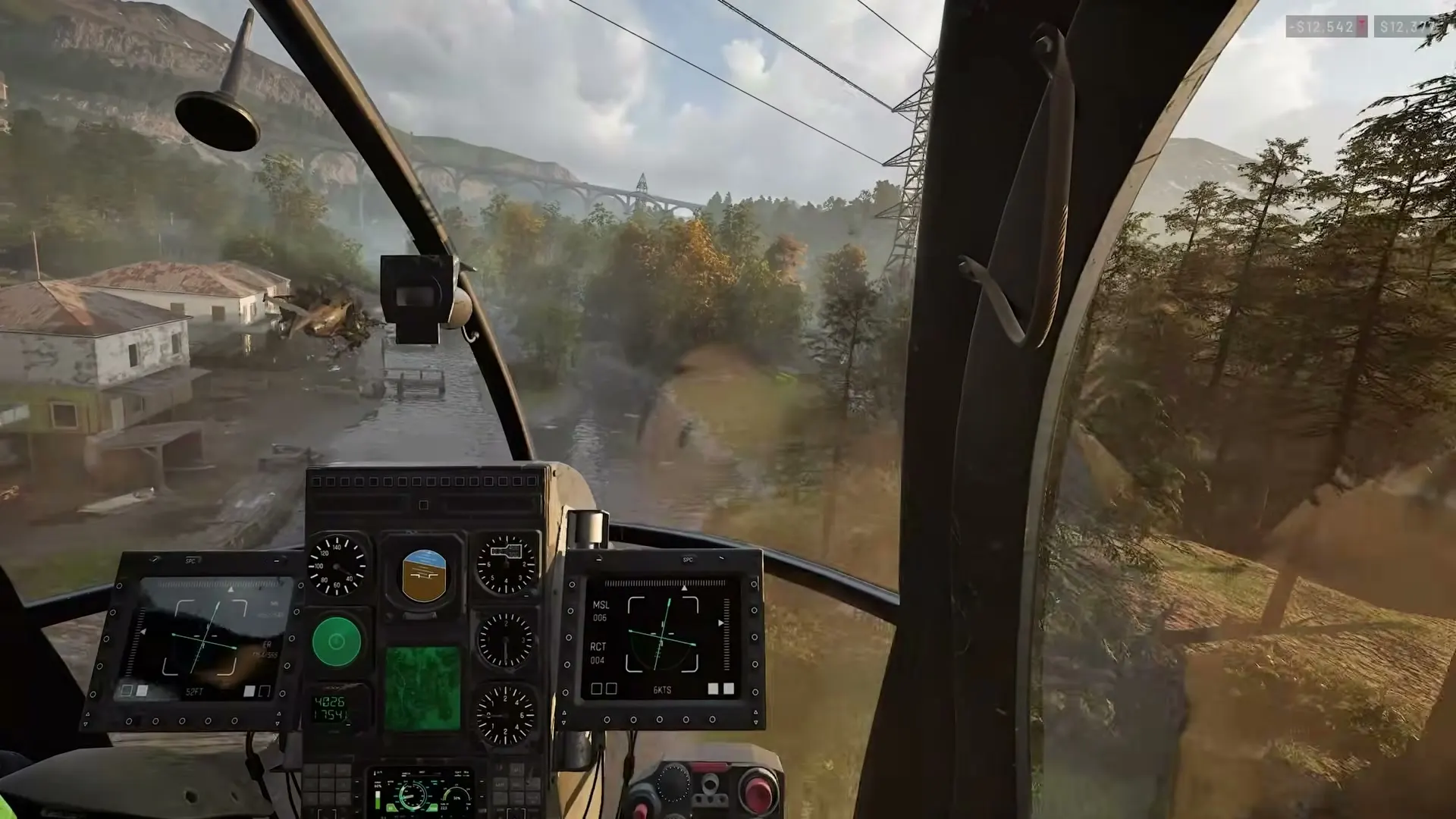 The instrument panel and valley view from a WARDOGS helicopter