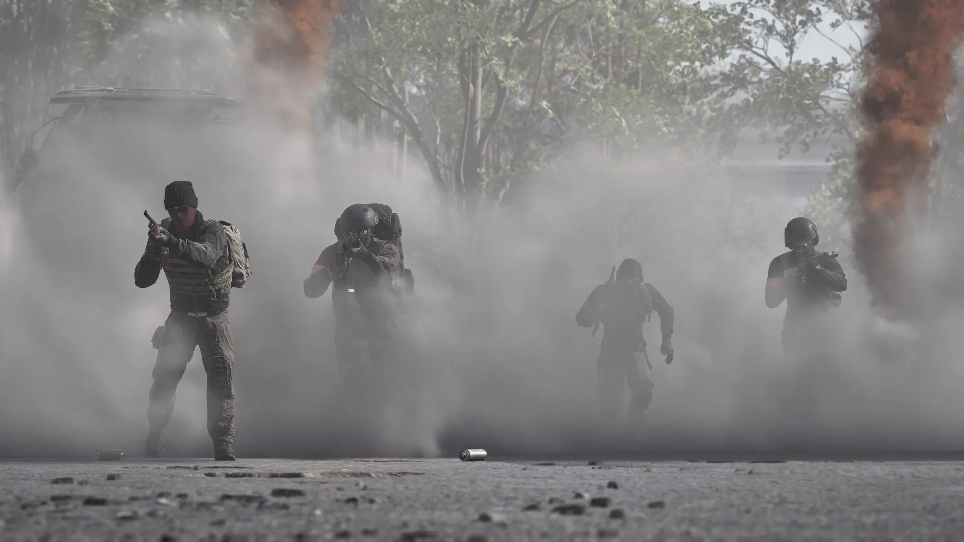 A WARDOGS squad advancing through smoke